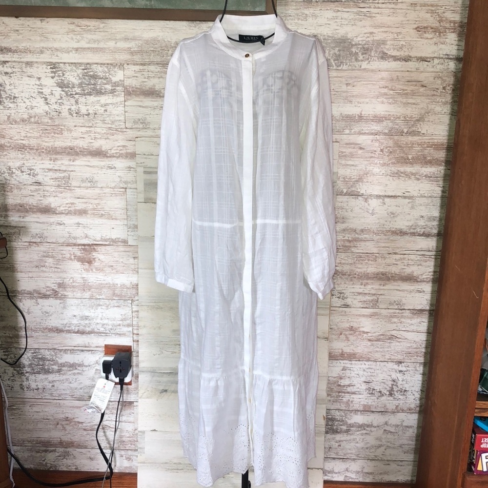 Lauren Ralph Lauren long white dress cottage dress summer dress size 14 beach​​